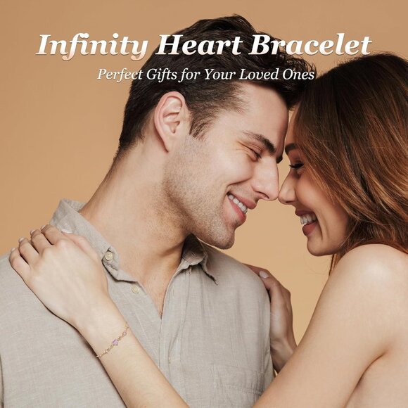 Infinity Heart Birthstone Sterling Silver Charm Bracelet Women Adjustable Gift - Picture 2 of 6